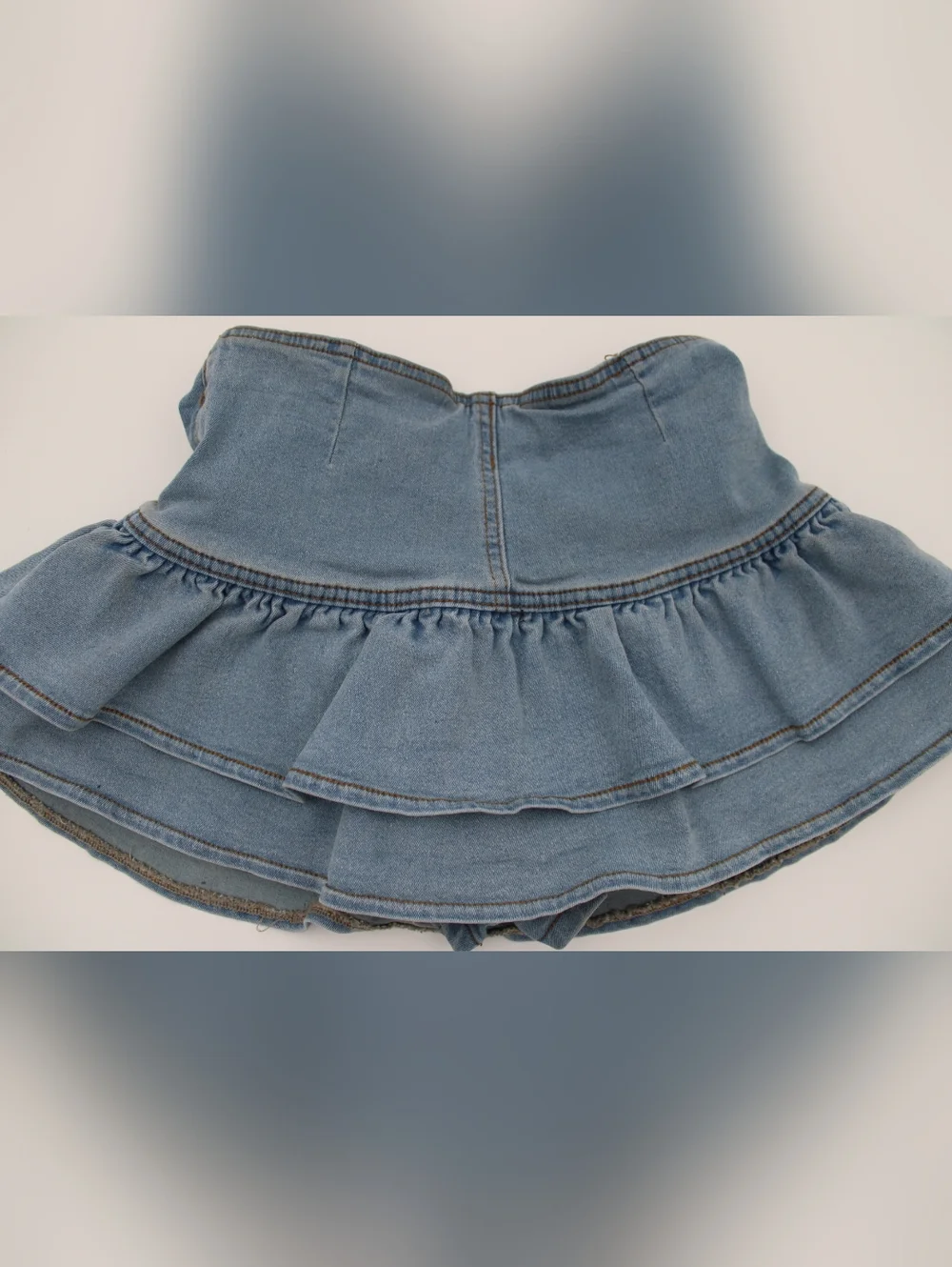 SHEIN Ruffle Denim Skort Size 26 XS Stretchy Y2K